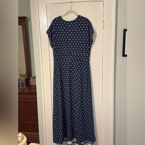 Navy/ white maxi dress Lands End size Large